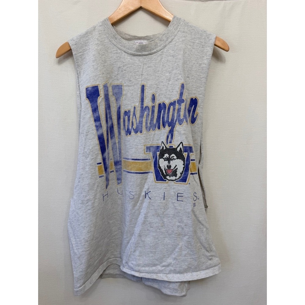 Vintage Washington Huskies Cut Off Muscle Tee Delta Pro Weight Large 90s